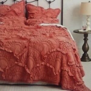 Rare Vintage Anthropologie Rivulets Quilt + Euro Shams | Real Cotton Quilt Boho